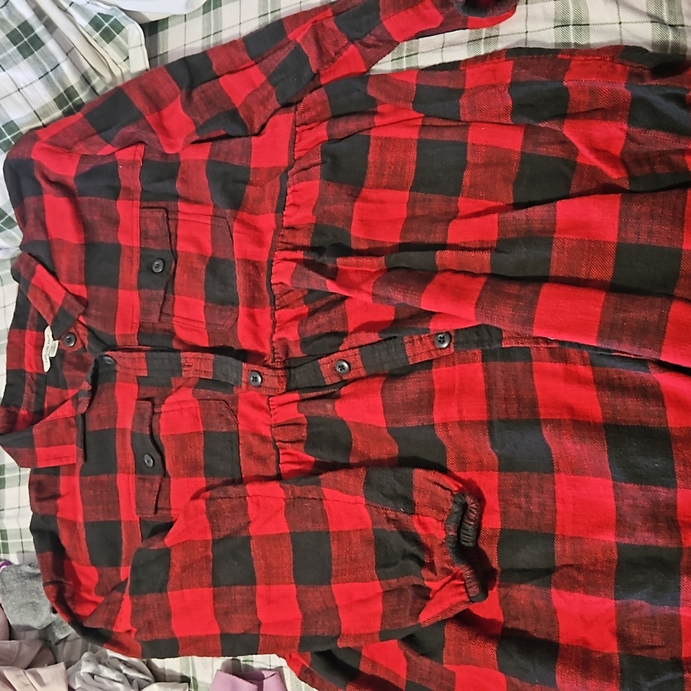 American Eagle red plaid flannel dress